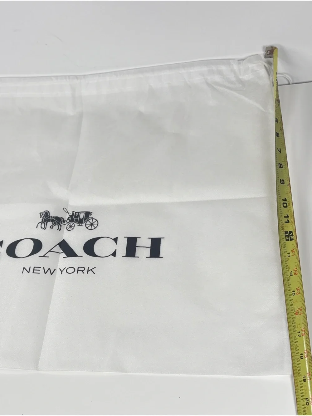 Coach New York Dust Bag - White with Black Logo 12 by 12 inches. Draw string